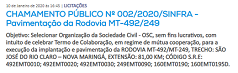 CHAMAMENTO PÚBLICO Nº 002/2020/SINFRA - Pavimentação da Rodovia MT-492/249